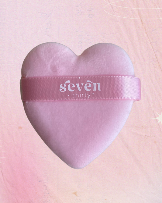 heart powder puff - pink